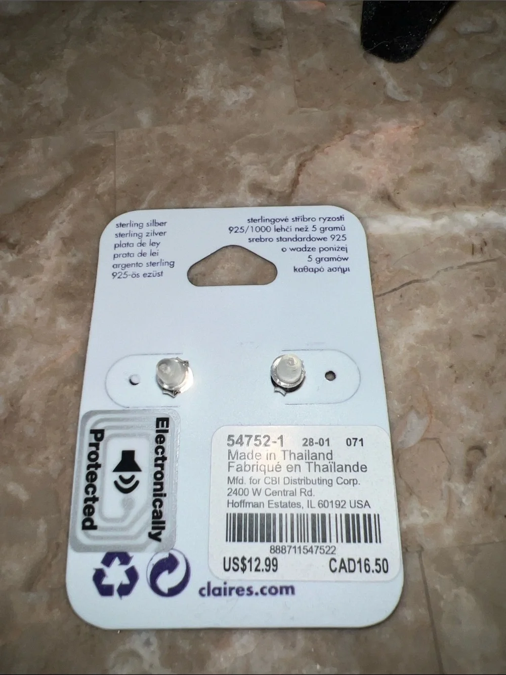 Claire's Silver Panda Stud Earrings with Purple Flower NWT